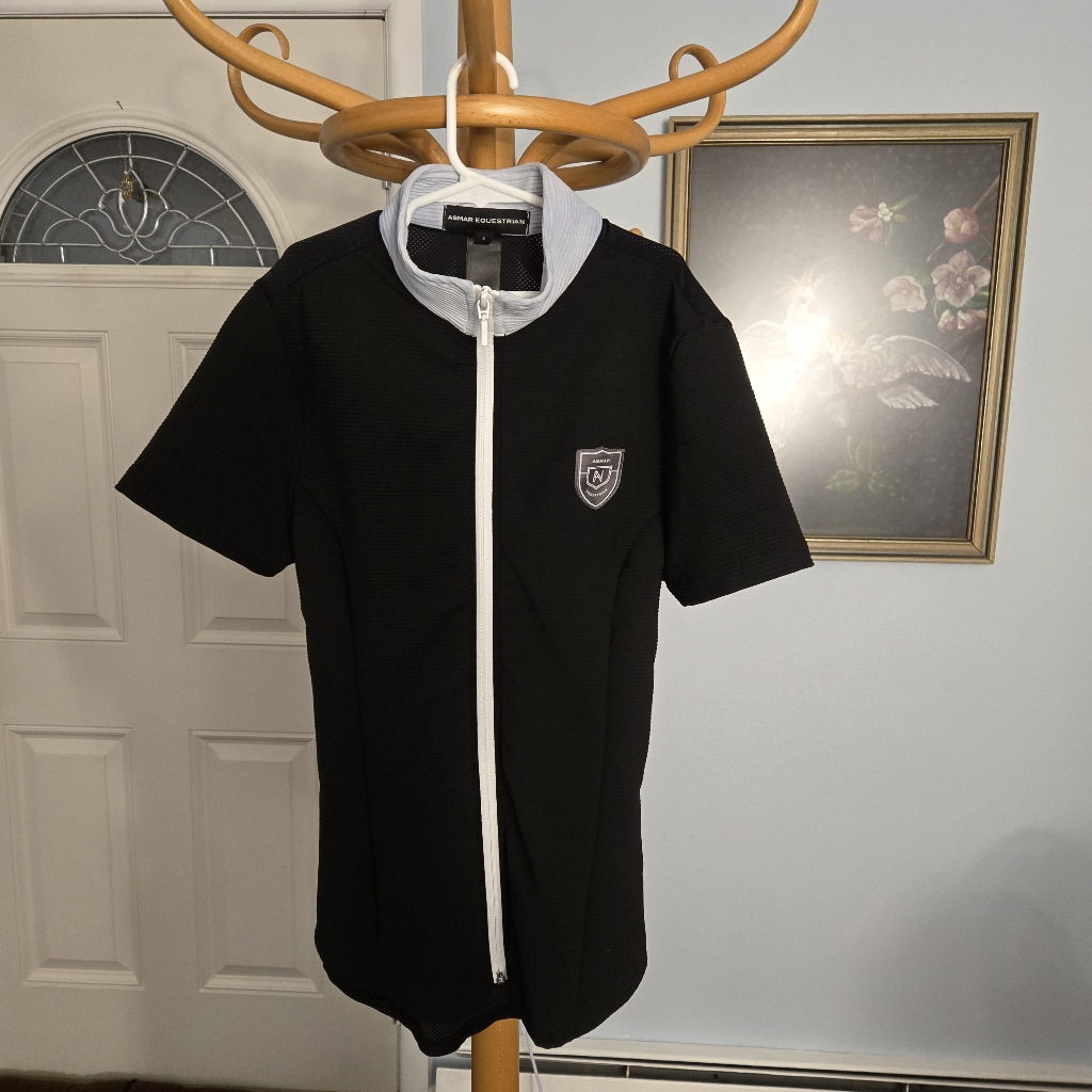 Asmar Equestrian Riding Show Shirt Black ZipUp Womens Small